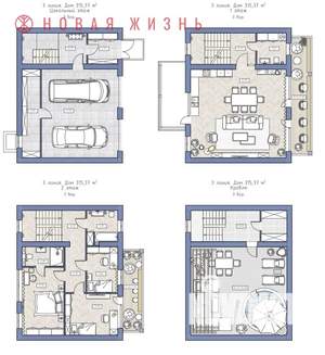 Таунхаус 373м², 3-этажный, участок 2 сот.  