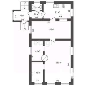 Дом 62м², 1-этажный, участок 4 сот.  