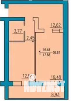1-к квартира, на длительный срок, 56м2, 4/17 этаж