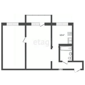 2-к квартира, на длительный срок, 42м2, 2/5 этаж
