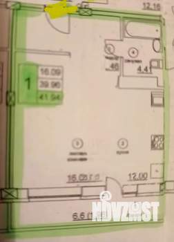 Студия квартира, на длительный срок, 45м2, 15/16 этаж