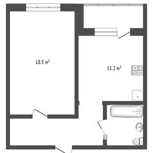 1-к квартира, на длительный срок, 45м2, 23/25 этаж