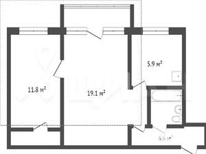 2-к квартира, на длительный срок, 45м2, 4/5 этаж