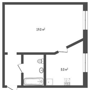 1-к квартира, на длительный срок, 35м2, 3/3 этаж