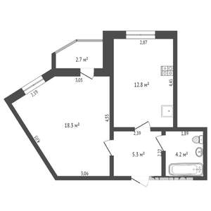 1-к квартира, на длительный срок, 41м2, 11/14 этаж