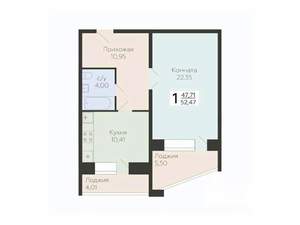 1-к квартира, вторичка, 52м2, 5/12 этаж
