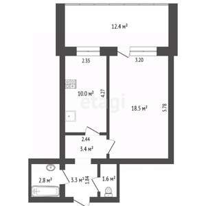 2-к квартира, вторичка, 63м2, 7/7 этаж