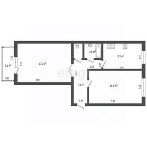 2-к квартира, вторичка, 51м2, 2/5 этаж