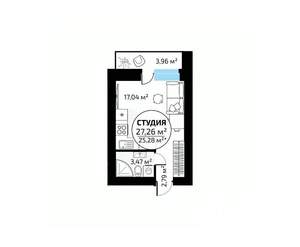 Студия квартира, вторичка, 27м2, 13/18 этаж