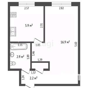 1-к квартира, вторичка, 29м2, 1/5 этаж