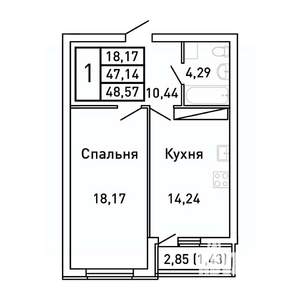 1-к квартира, вторичка, 49м2, 24/25 этаж