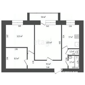 3-к квартира, вторичка, 59м2, 4/5 этаж