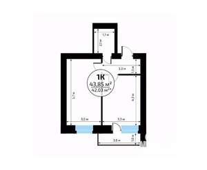 1-к квартира, вторичка, 44м2, 3/18 этаж