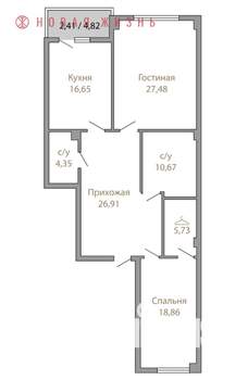2-к квартира, строящийся дом, 109м2, 1/4 этаж