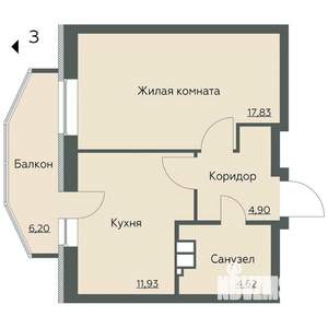 1-к квартира, вторичка, 45м2, 20/22 этаж