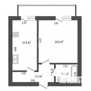 1-к квартира, вторичка, 43м2, 8/16 этаж