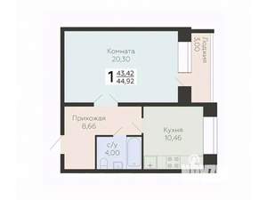 1-к квартира, вторичка, 45м2, 8/12 этаж
