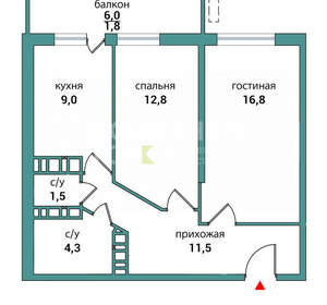 2-к квартира, сданный дом, 58м2, 9/25 этаж