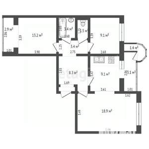 3-к квартира, вторичка, 74м2, 1/10 этаж