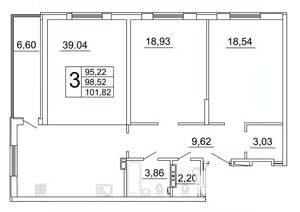3-к квартира, строящийся дом, 102м2, 12/27 этаж