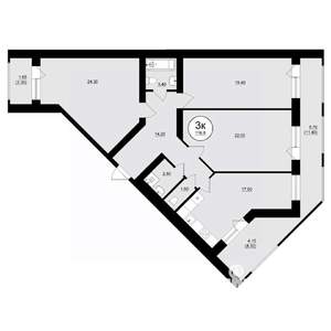 3-к квартира, вторичка, 118м2, 3/8 этаж