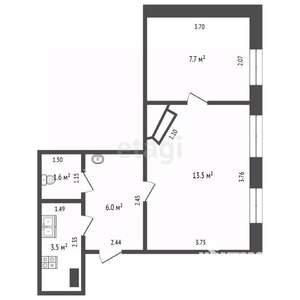2-к квартира, вторичка, 32м2, 1/2 этаж