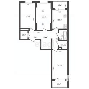 3-к квартира, вторичка, 82м2, 2/24 этаж