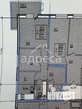 2-к квартира, сданный дом, 51м2, 17/22 этаж