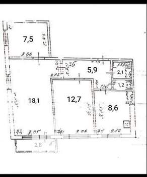 3-к квартира, вторичка, 57м2, 3/9 этаж