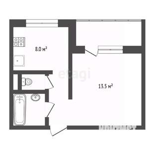 1-к квартира, вторичка, 28м2, 6/9 этаж