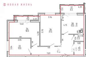 3-к квартира, строящийся дом, 89м2, 9/16 этаж