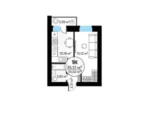 1-к квартира, вторичка, 36м2, 17/18 этаж