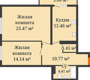 2-к квартира, вторичка, 71м2, 8/26 этаж