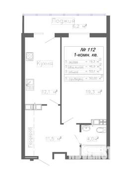 1-к квартира, строящийся дом, 50м2, 16/20 этаж