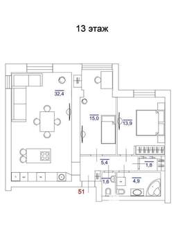 3-к квартира, вторичка, 75м2, 13/16 этаж