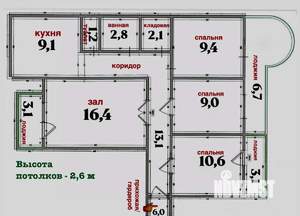 4-к квартира, вторичка, 80м2, 2/10 этаж