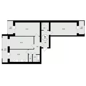 3-к квартира, вторичка, 105м2, 2/8 этаж