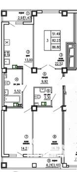 3-к квартира, вторичка, 92м2, 7/11 этаж