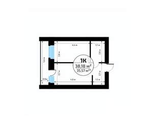 1-к квартира, вторичка, 38м2, 9/18 этаж