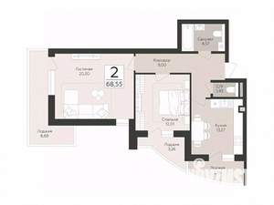 2-к квартира, вторичка, 69м2, 2/17 этаж