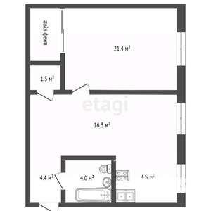 2-к квартира, вторичка, 52м2, 2/6 этаж