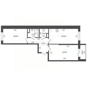 2-к квартира, вторичка, 58м2, 13/24 этаж