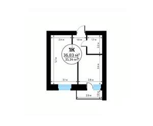 1-к квартира, вторичка, 37м2, 10/18 этаж