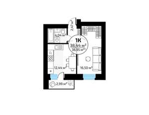 1-к квартира, вторичка, 38м2, 15/18 этаж