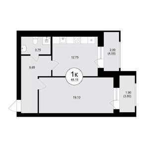 1-к квартира, вторичка, 49м2, 8/8 этаж