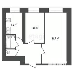 2-к квартира, вторичка, 44м2, 8/9 этаж