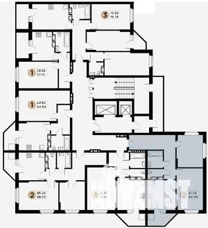 3-к квартира, строящийся дом, 74м2, 19/26 этаж