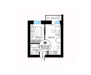 1-к квартира, вторичка, 39м2, 4/18 этаж