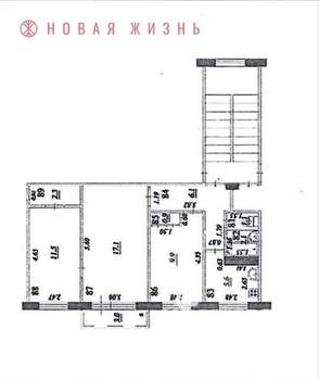 3-к квартира, вторичка, 57м2, 3/5 этаж