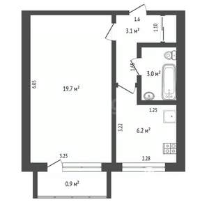1-к квартира, вторичка, 31м2, 5/5 этаж